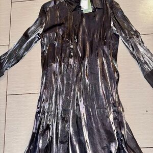 H&M Shimmering Black and Silver Long Sleeve Dress